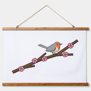 Robin on Sakura Hanging Tapestry