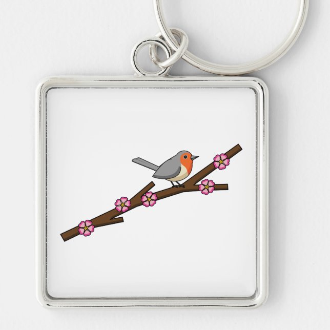 Robin on Sakura Key Ring (Front)