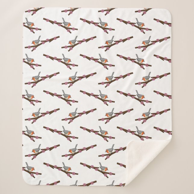 Robin on Sakura Sherpa Blanket (Front)