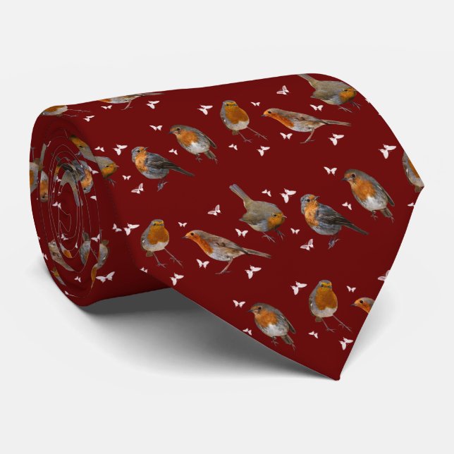 Robin Party Tie (Burgundy) (Rolled)