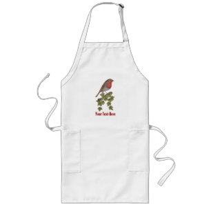 Robin perched on ivy leaf wild bird long apron
