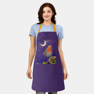 Robin pondering Moon apron