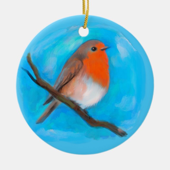 Robin redbreast  ceramic ornament (Front)