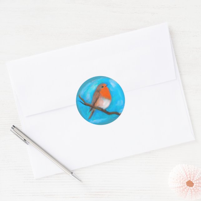 Robin redbreast classic round sticker (Envelope)