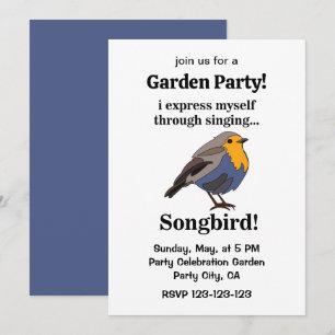 Robin Redbreast Songbird Garden Party Invitation