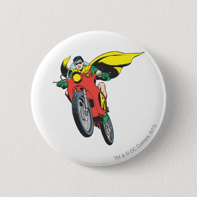 Robin Rides 2 6 Cm Round Badge (Front)