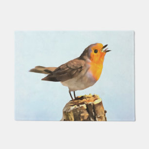 Robin singing doormat