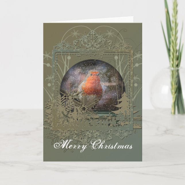 Robin Snowglobe Christmas Card (Front)