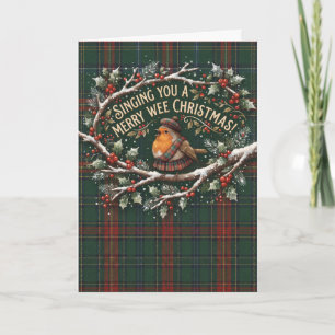 Robin Tartan Merry Christmas Card