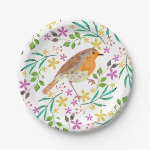 Robin the bird of Christmas Paper Plate