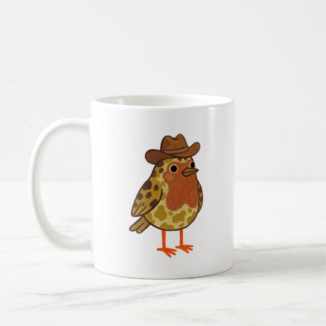 Robin Wearing Cowboy Hat Mug (Left)