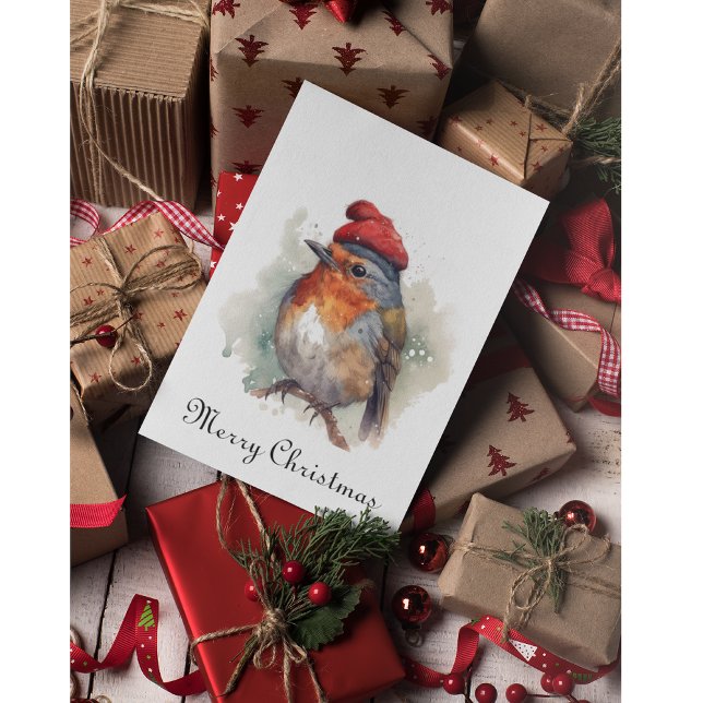 Robin Winter Delight, custom Foil Holiday Card (Creator Uploaded)
