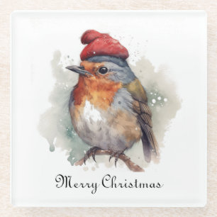 Robin Winter Delight, custom Glass Coaster