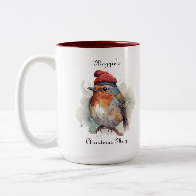 Robin Winter Delight, custom Two-Tone Coffee Mug (Left)