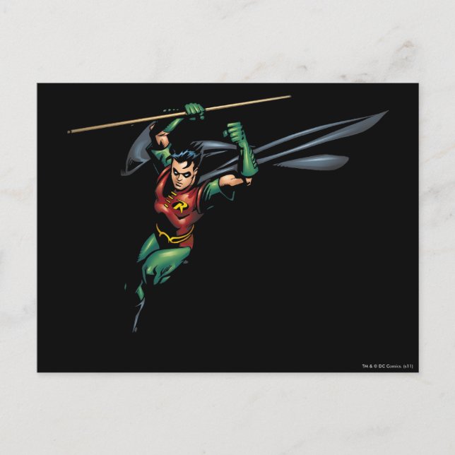 Robin with Staff - Leaps Postcard (Front)