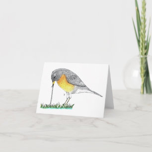 Robin with Worm Card