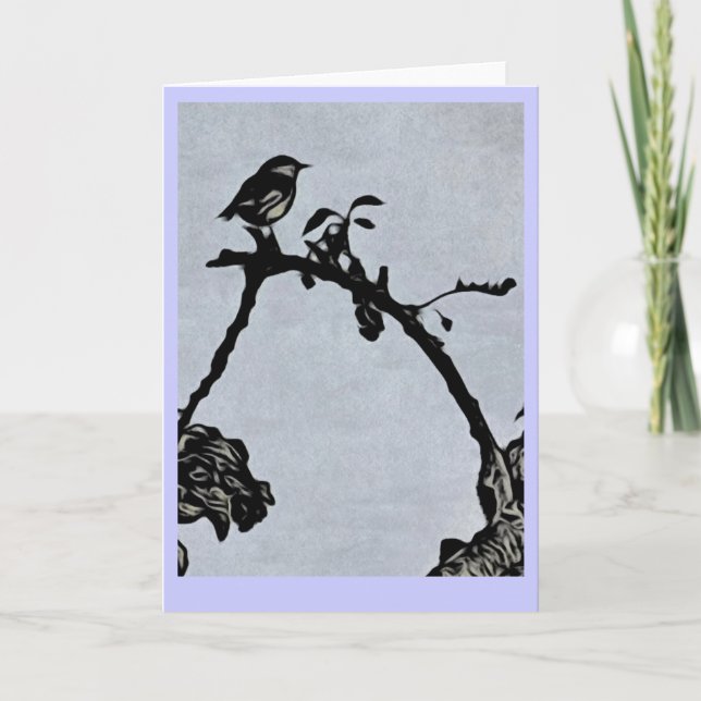 Robin Woodcut Style Greeting Card (Front)
