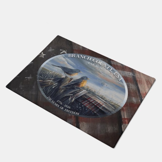Robins 250 yr Branch Co mich Doormat (Angled)