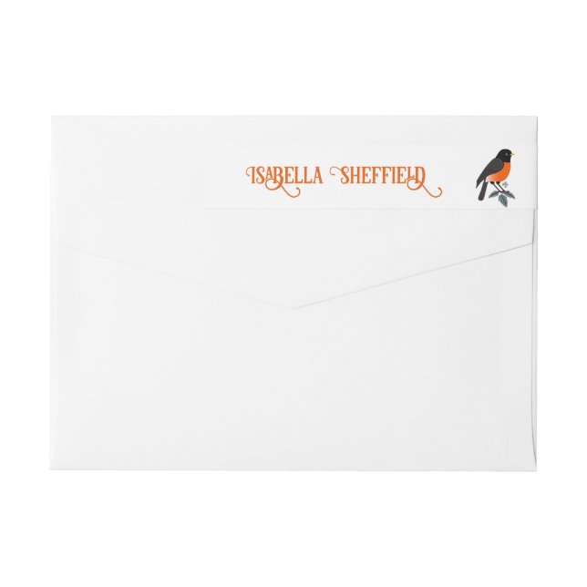 Robins And Flowers Wrap Around Label (Back)