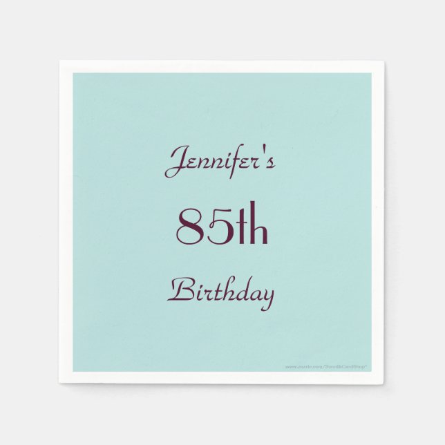 Robins Egg Blue 85th Birthday Party, Name, Paper Napkin (Front)