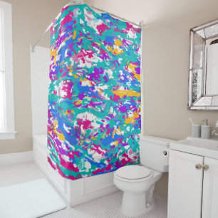Robin's Egg Blue and Fuchsia Shower Curtain