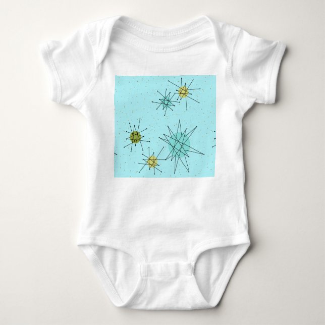 Robin's Egg Blue Atomic Starbursts Baby Bodysuit (Front)