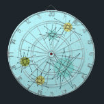 Robin's Egg Blue Atomic Starbursts Dart Board<br><div class="desc">This Robin’s Egg Blue Iconic Atomic Starbursts Dart Board pattern features iconic atomic starbursts. That’s right! The old school, robin’s egg blue coloured background with gold speckles is the perfect backdrop for the vibrant turquoise, soothing celery, and kitschy pear green coloured circles. The spots of colour are sporadically placed in...</div>