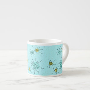 Robin's Egg Blue Atomic Starbursts Espresso Mug