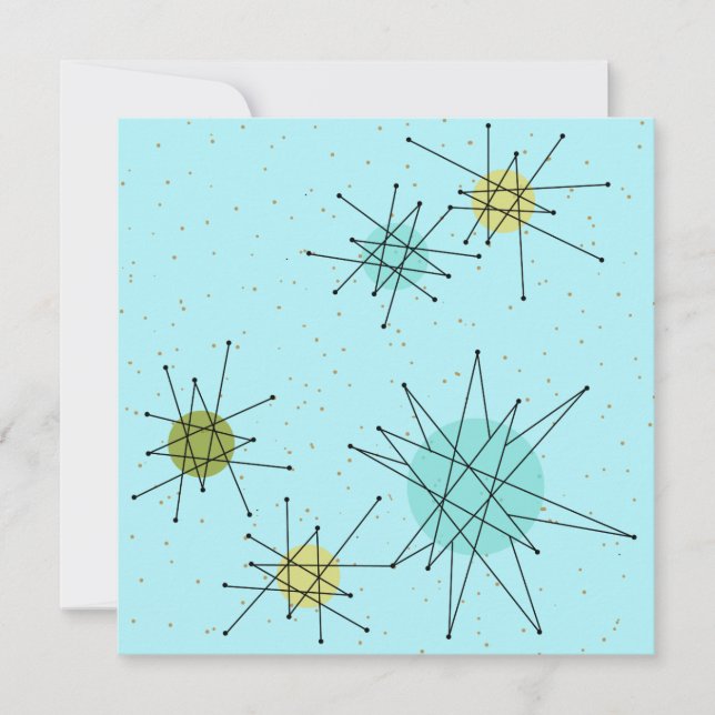 Robin's Egg Blue Atomic Starbursts Invitations (Front)