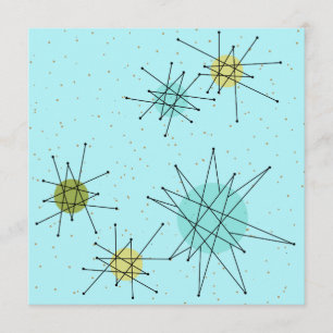 Robin's Egg Blue Atomic Starbursts Invitations