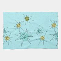Robin's Egg Blue Atomic Starbursts Kitchen Towels