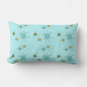 Robin's Egg Blue Atomic Starbursts Lumbar Pillow
