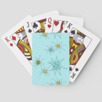 Robin's Egg Blue Atomic Starbursts Playing Cards