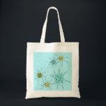 Robin's Egg Blue Atomic Starbursts Tote Bag<br><div class="desc">This Robin’s Egg Blue Iconic Atomic Starbursts Tote Bag pattern features iconic atomic starbursts. That’s right! The old school, robin’s egg blue coloured background with gold speckles is the perfect backdrop for the vibrant turquoise, soothing celery, and kitschy pear green coloured circles. The spots of colour are sporadically placed in...</div>