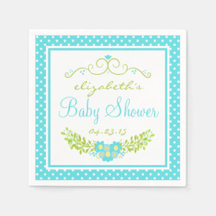 Robins Egg Blue Baby Shower- Floral Napkin