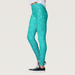 Robin's Egg Blue Cyan Teal Ombre Glitter Leggings<br><div class="desc">This design may be personalised by choosing the Edit Design option. You may also transfer onto other items. Contact me at colorflowcreations@gmail.com or use the chat option at the top of the page if you wish to have this design on another product or need assistance with this design. Glitter look...</div>