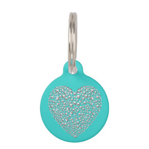 Robin's Egg BLue Diamond Heart  Dog Cat Pet ID Tag
