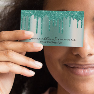 Robin's Egg Blue Drips Metal Look Unique Custom Business Card