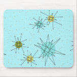 Robin's Egg Blue Iconic Atomic Starbursts Mousepad<br><div class="desc">This Robin’s Egg Blue Iconic Atomic Starbursts Mousepad pattern features iconic atomic starbursts. That’s right! The old school, robin’s egg blue coloured background with gold speckles is the perfect backdrop for the vibrant turquoise, soothing celery, and kitschy pear green coloured circles. The spots of colour are sporadically placed in various...</div>
