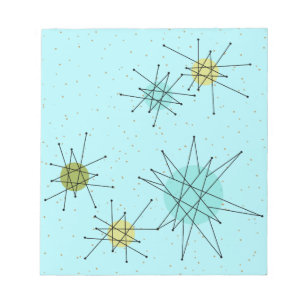 Robin's Egg Blue Iconic Atomic Starbursts Notepad