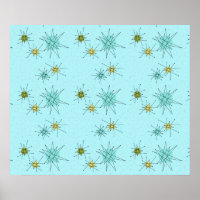 Robin's Egg Blue Iconic Atomic Starbursts Poster