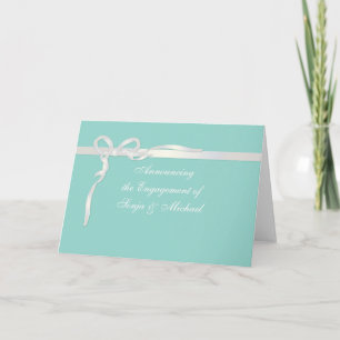 Robin's Egg Blue Jewellery Box with White Ribbon Announcement