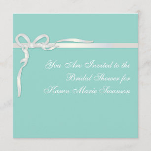 Robin's Egg Blue Jewellery Box with White Ribbon Invitation