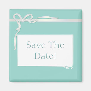 Robin's Egg Blue Jewellery Box with White Ribbon Magnet