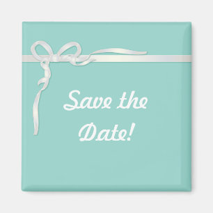 Robin's Egg Blue Jewellery Box with White Ribbon Magnet