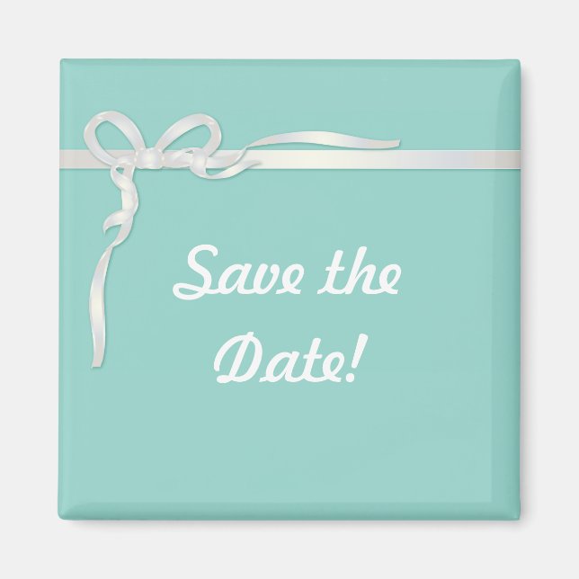 Robin's Egg Blue Jewellery Box with White Ribbon Magnet (Front)