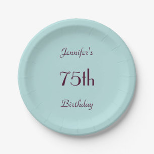 Robin's Egg Blue, Name, Minimalist Birthday Party Paper Plate