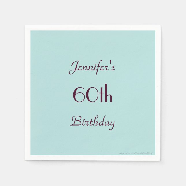 Robins Egg Blue Paper Napkins 60th Birthday Party (Front)