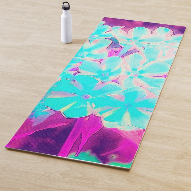 Robin's Egg Blue Peppermint Twist Phlox Flowers Yoga Mat (In Situ)