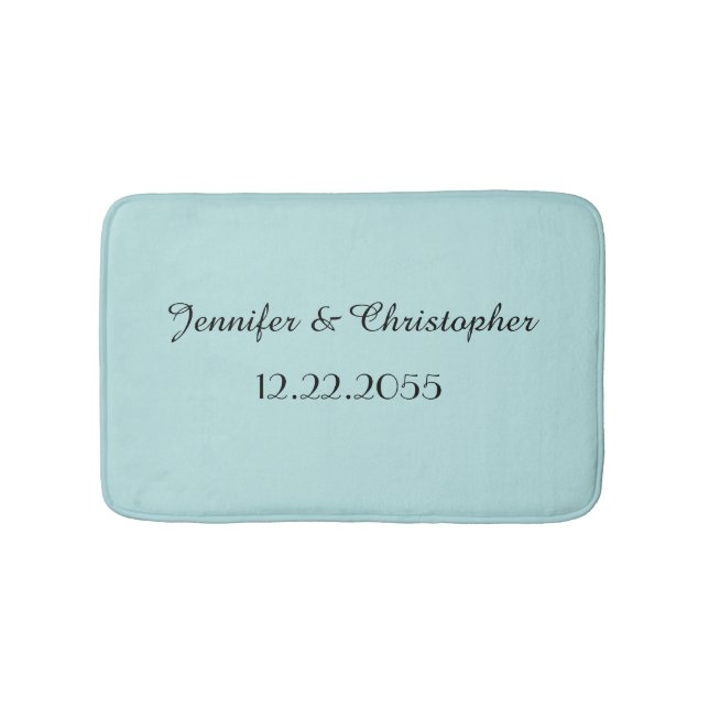 Robins Egg Blue Personalised Plush Bath Mat (Front)